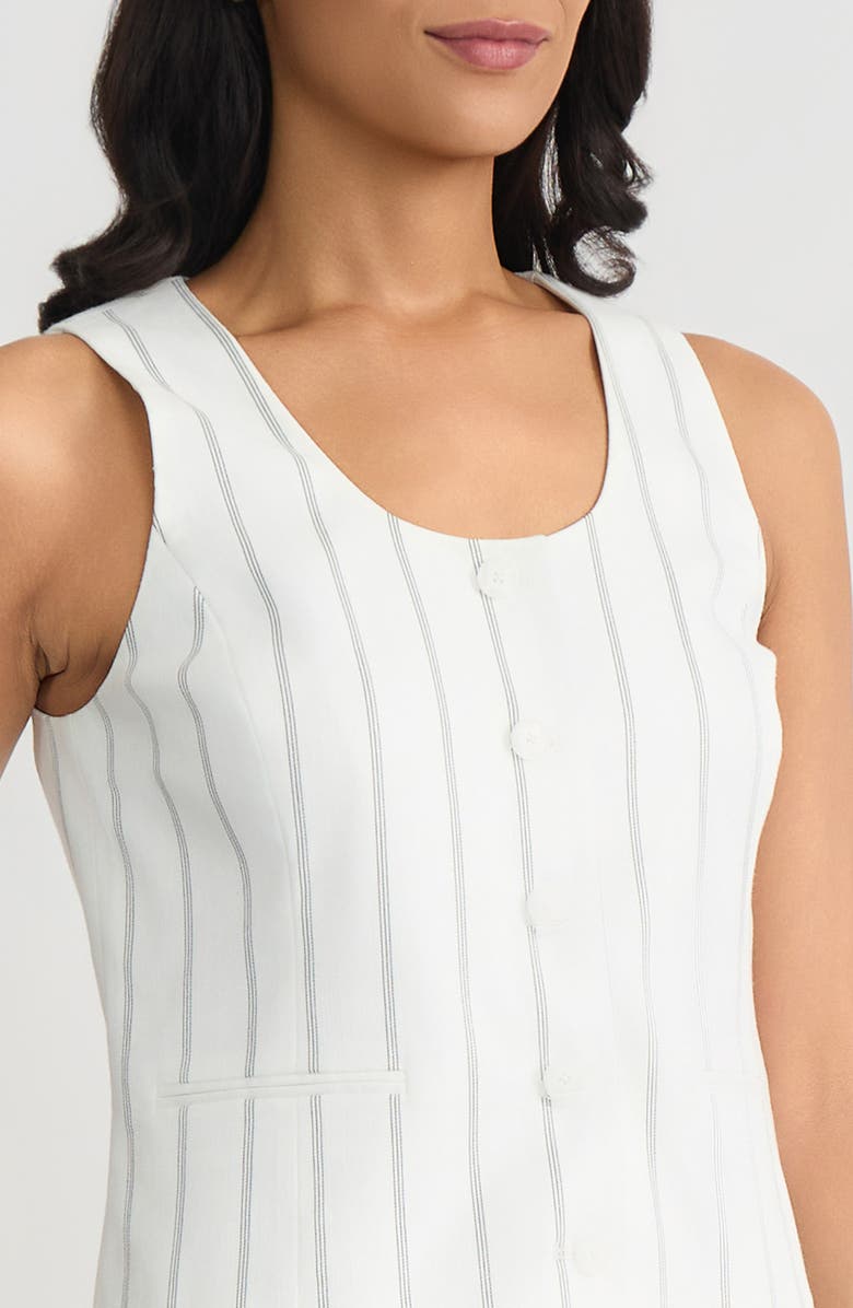 KASPER Pinstripe Scoop Neck Vest, Alternate, color, Lily White/ Black