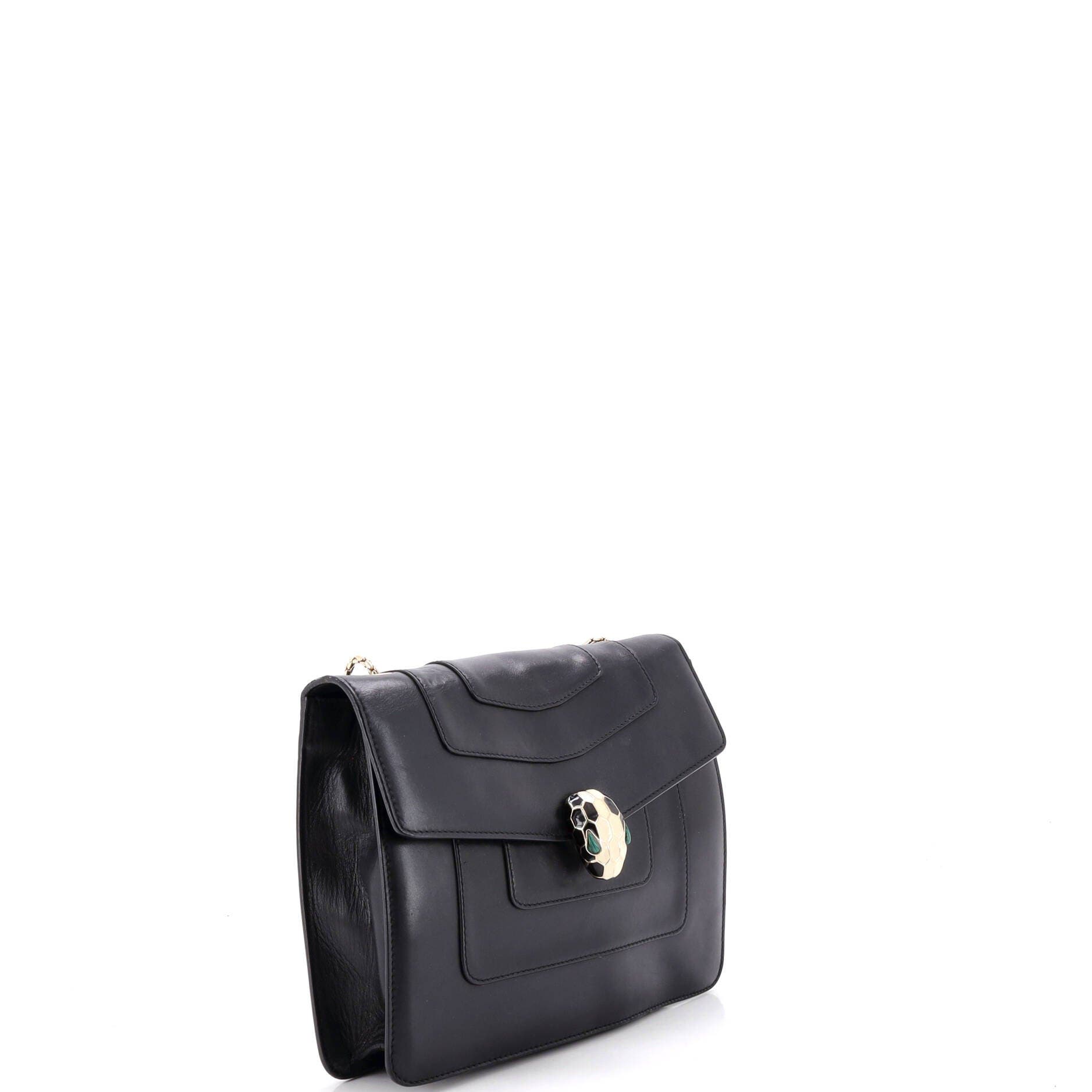 Serpenti Forever Square Shoulder Bag Leather Medium, Alternate, color, Black