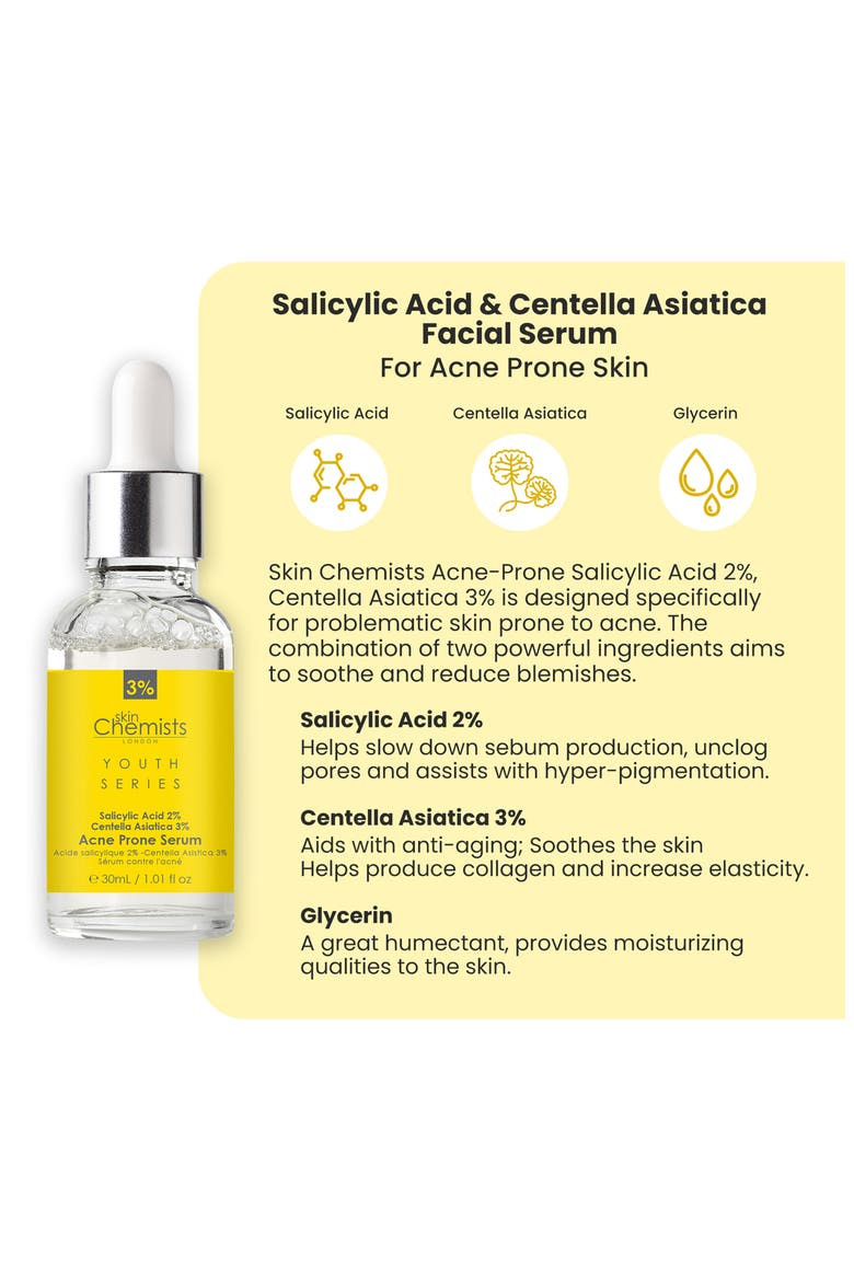 Salicylic Acid & Centella Asiatica Facial Serum 30ml for Acne Prone Skin, Alternate, color, NO COLOR