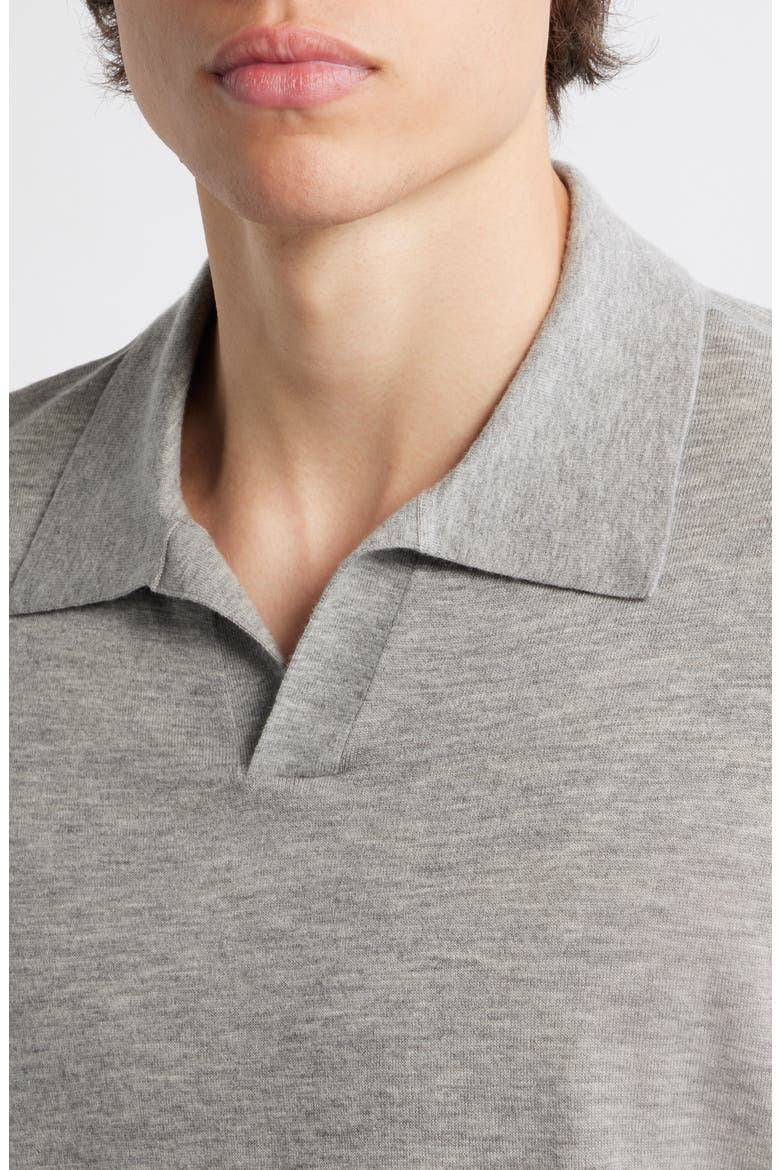 Superfine Merino Wool & Cashmere Sweater Polo, Alternate, color, LIGHT GREY MELANGE
