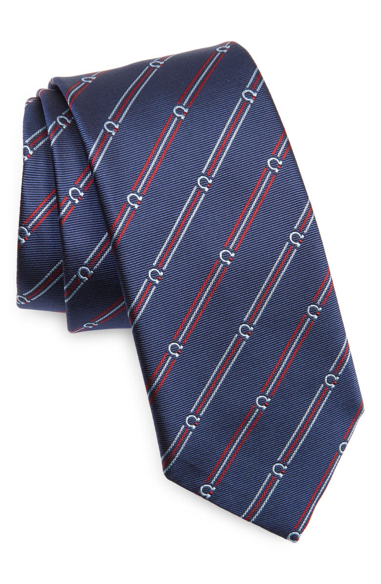 FERRAGAMO Vatica Gancio Stripe Silk Tie, Main, color, 