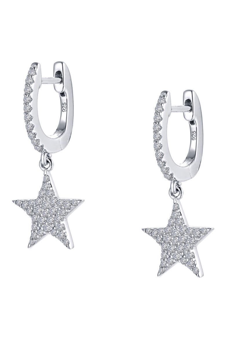 Star Simulated Diamond Drop Earrings, Main, color, SILVER/ CLEAR