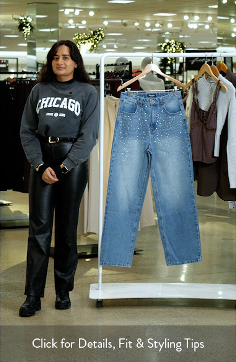 Taylor Crystal Embellished Straight Leg Jeans, sales video thumbnail