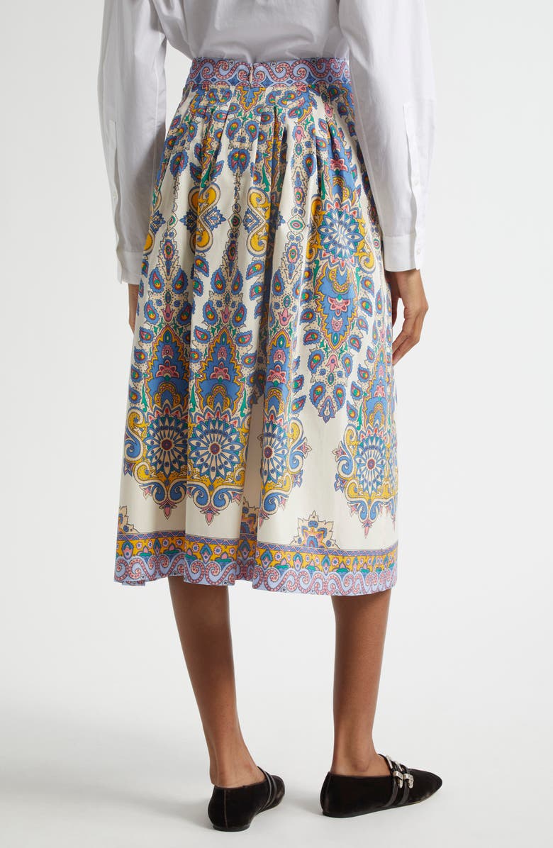 Etro Floral Paisley Cotton Poplin Midi Skirt, Alternate, color, Stampa F.do Bianco