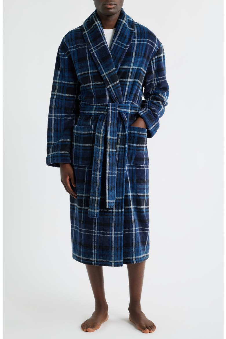 Smoky Mountain Plush Fleece Robe, Main, color, BLUE