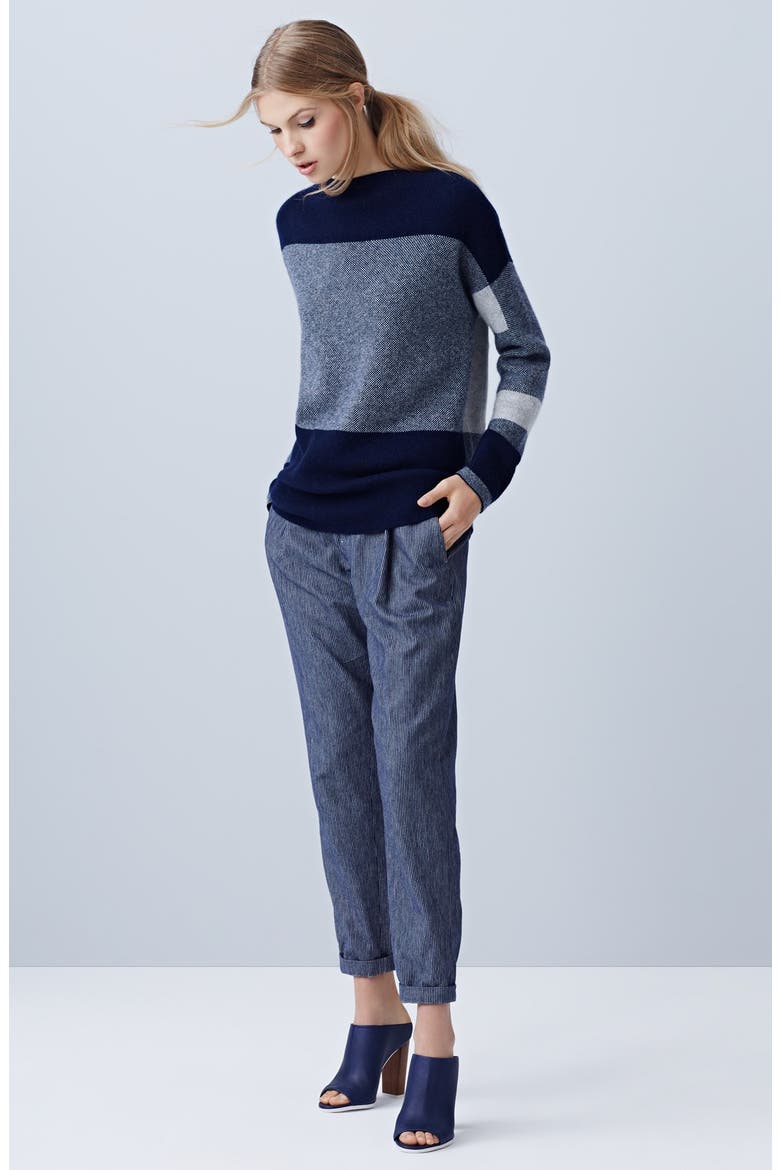 Intarsia Colorblock Sweater, Alternate, color, BLUE MARINE