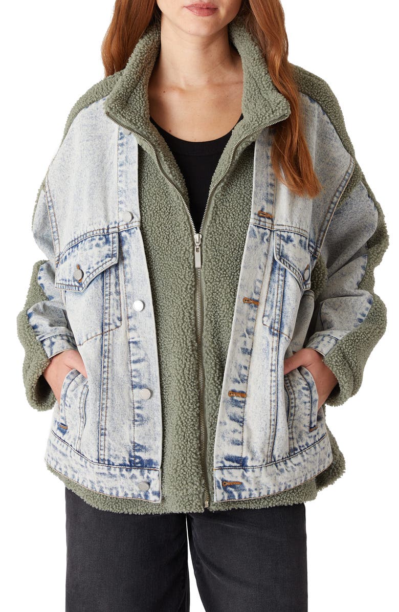 BLANKNYC Denim & Faux Shearling Trucker Jacket, Main, color, Slumber Party