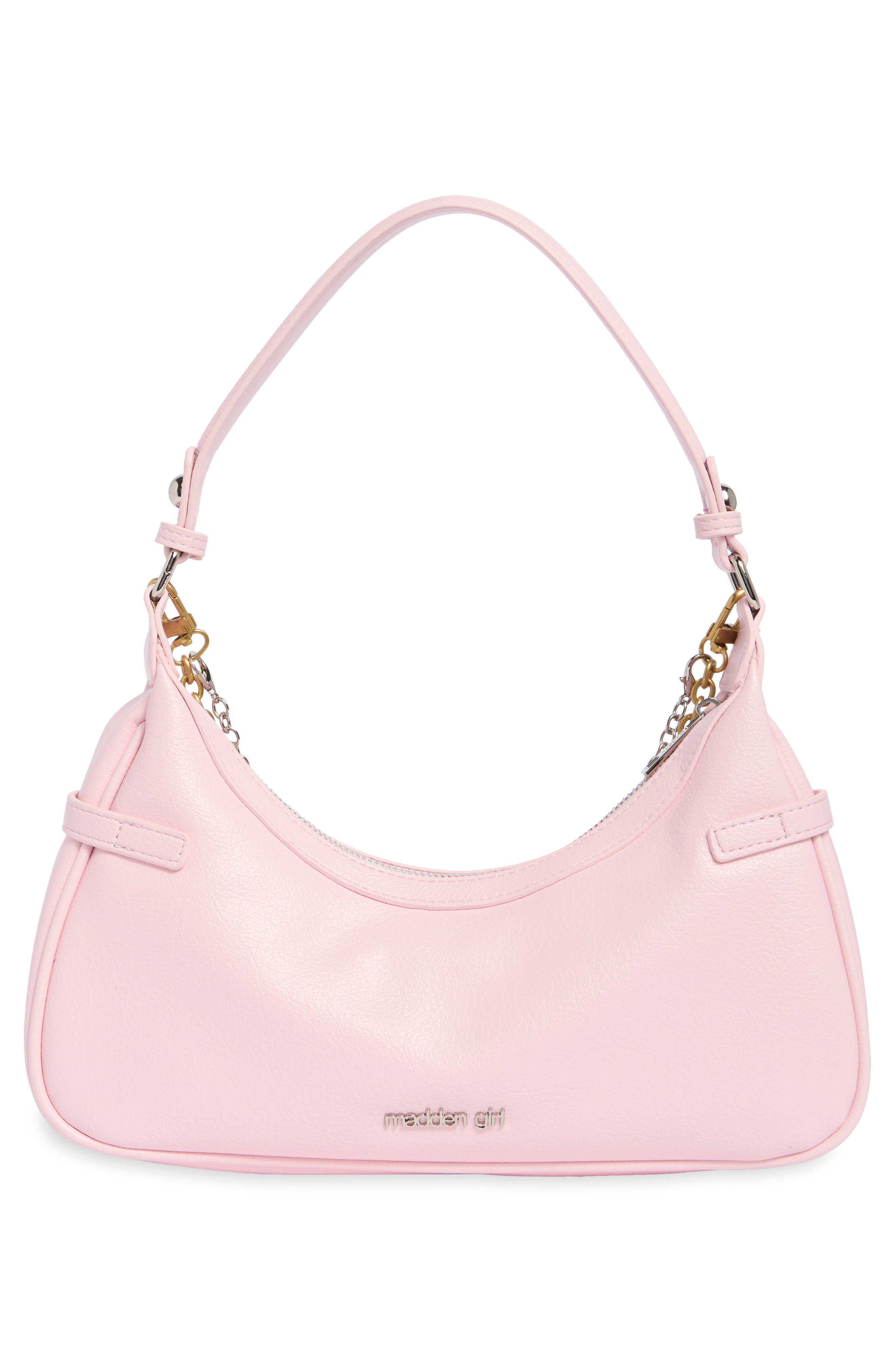 Textured Chain Faux Leather Shoulder Bag, Alternate, color, BALLET PINK