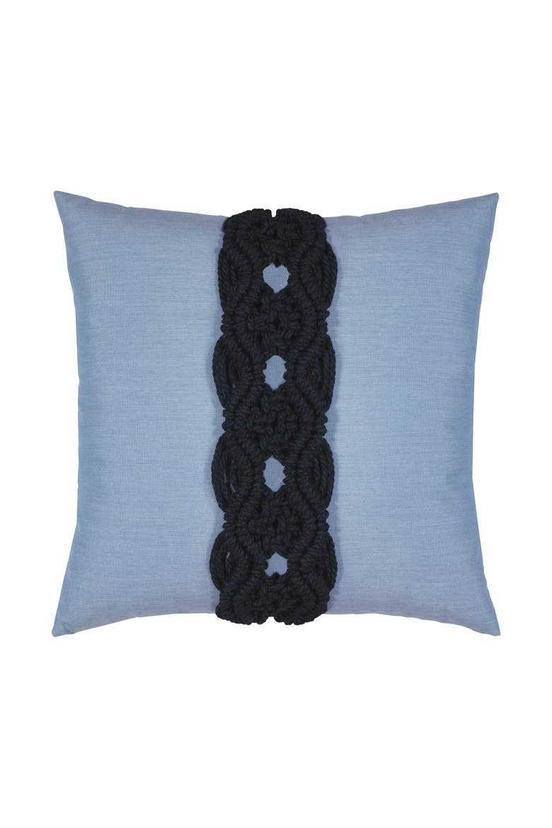Palomar Handknotted Macrame Indoor & Outdoor Woven Accent Pillow, Main, color, Indigo