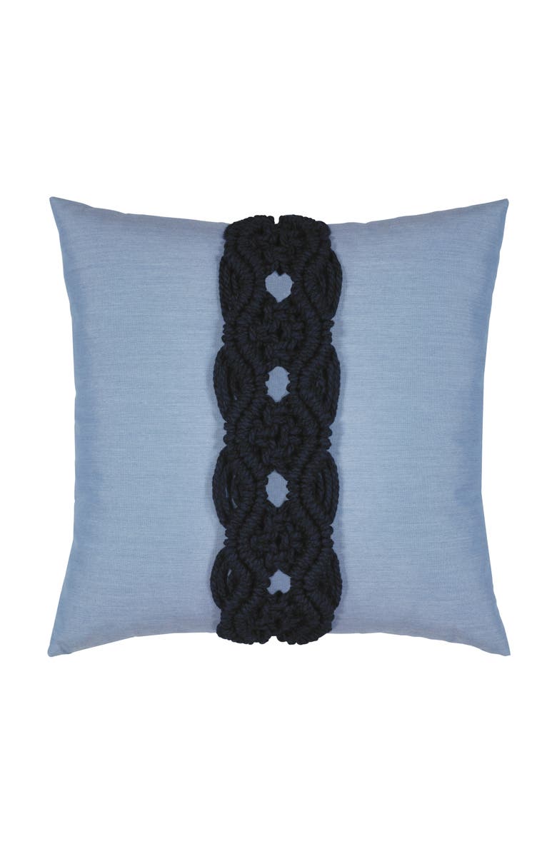 Elaine Smith Palomar Handknotted Macrame Indoor 
Outdoor Woven Accent Pillow, Main, color, Indigo