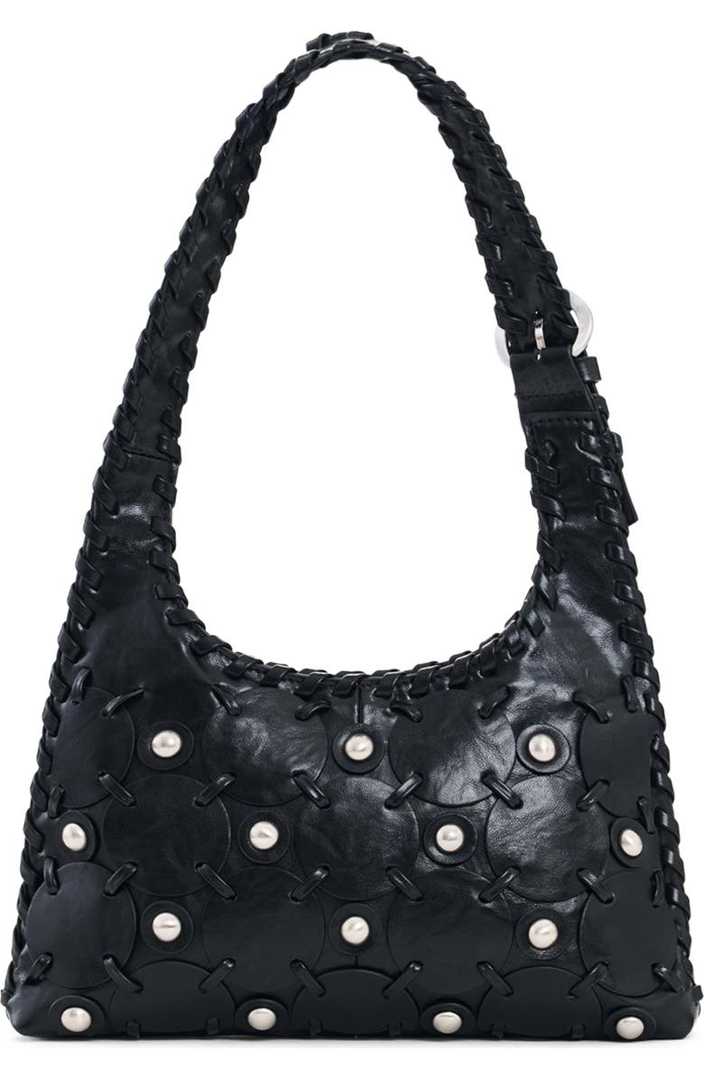 Desigual Studded Faux Leather Shoulder Bag, Main, color, Black