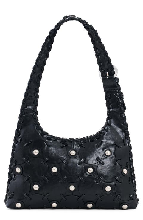 Studded Faux Leather Shoulder Bag