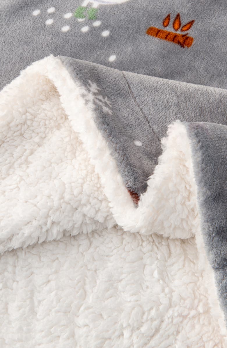 Woven & Weft Holiday Print Reversible Faux Shearling Throw Blanket ... - Shearling Lined Throw Blankets For Winter Decor