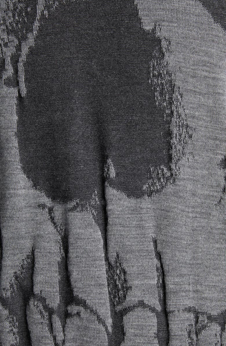 McQueen Skull Double Knit Wool Crewneck Sweater, Alternate, color, Grey Ml/ Charcoal