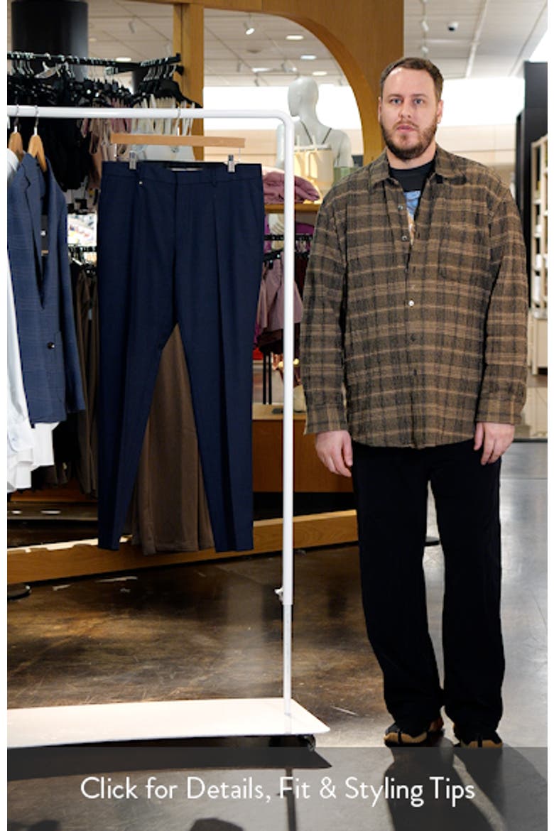 Genius Slim Fit Tan Microcheck Flat Front Stretch Dress Pants video
