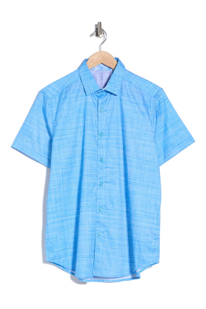Roth Short Sleeve Cotton Button-Up Shirt, Alternate, color, LIGHT BLUE