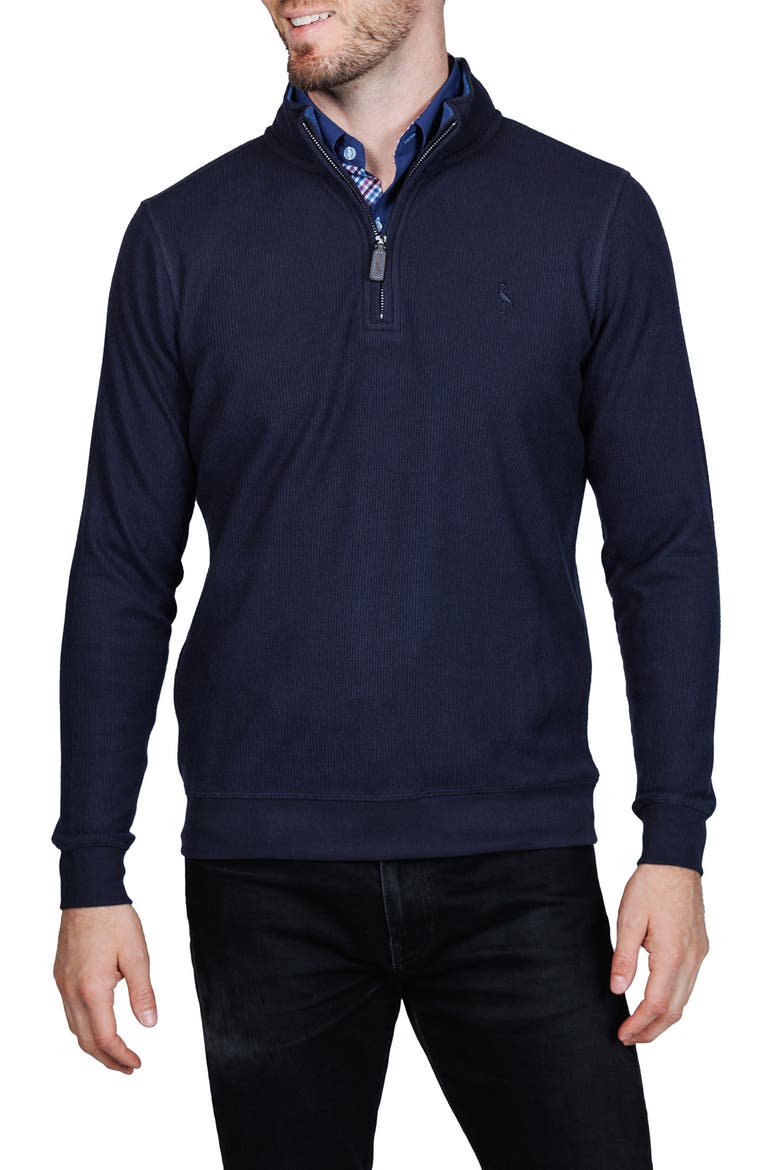 Quarter Zip Cozy Knit Pullover, Main, color, NAVY HEATHER