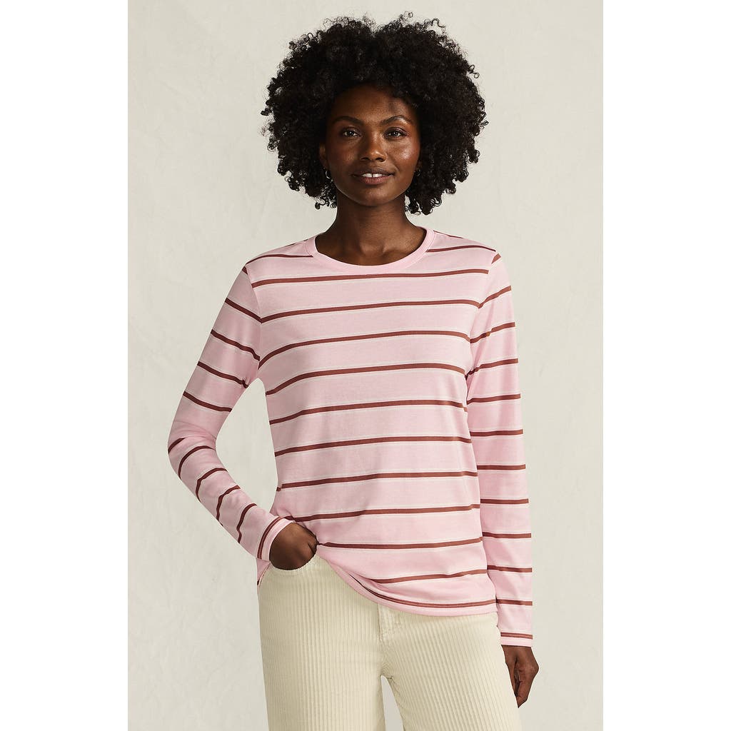 Lands' End Relaxed Supima Cotton Long Sleeve Crew Neck T-shirt In Pink