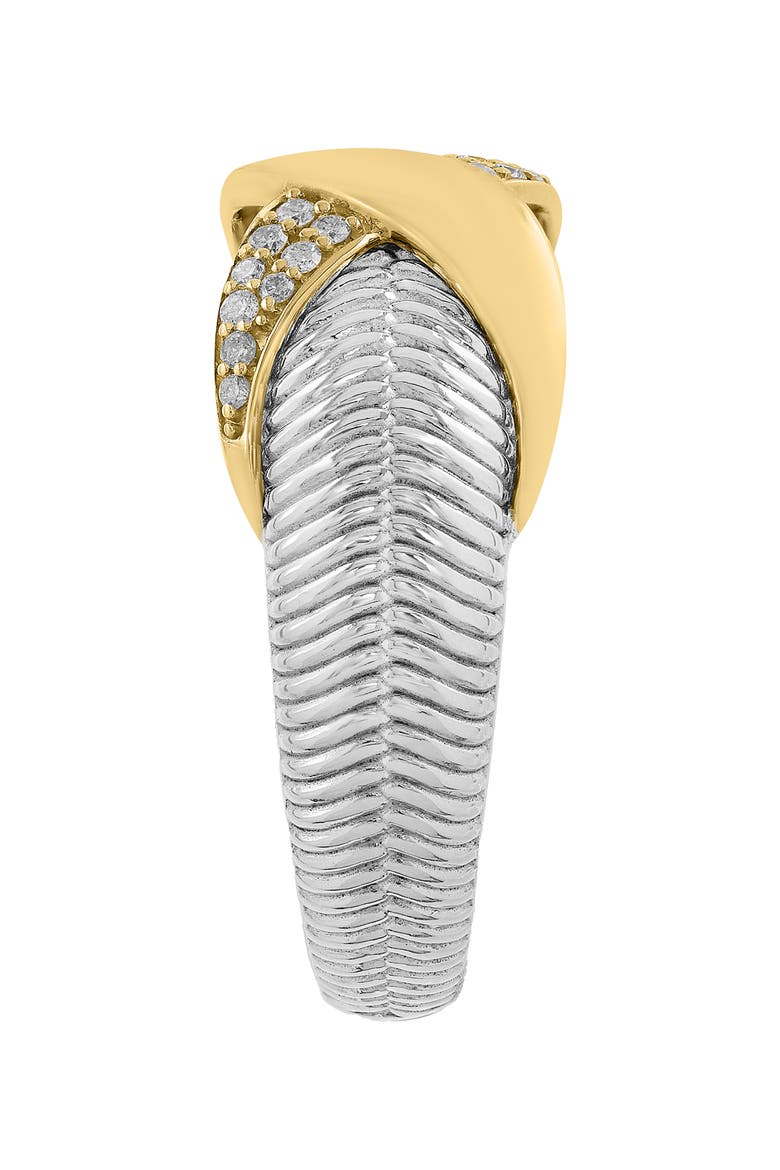 Two-Tone Pavé Diamond Textured Band Ring, Alternate, color, GOLD
