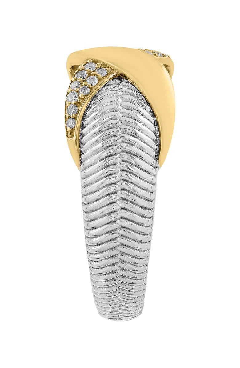 EFFY Two-Tone Pavé Diamond Textured Band Ring, Alternate, color, Gold