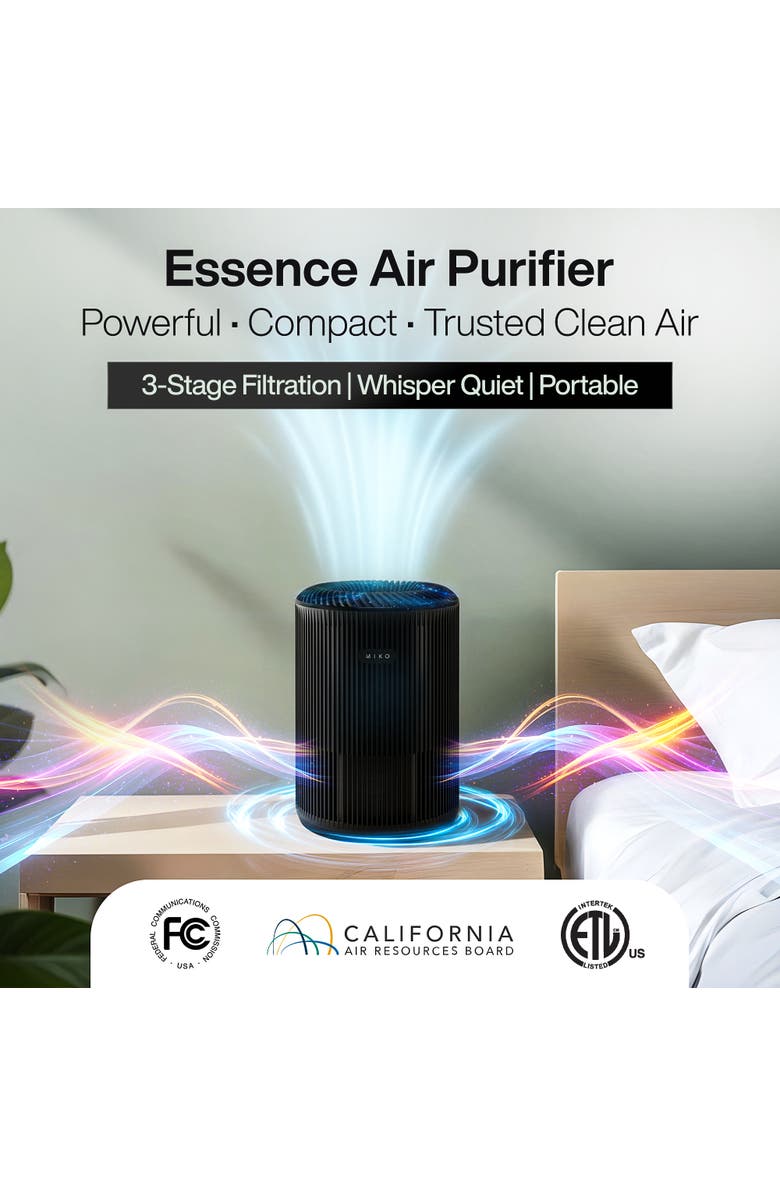 MIKO Essence 3-Speed White Air Purifier, Alternate, color, Black