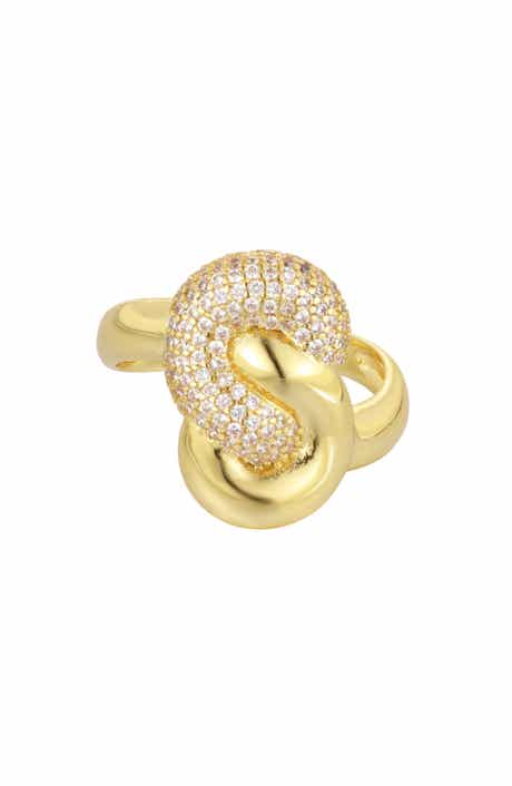 14k Gold Plated Cubic Zirconia Knot Ring