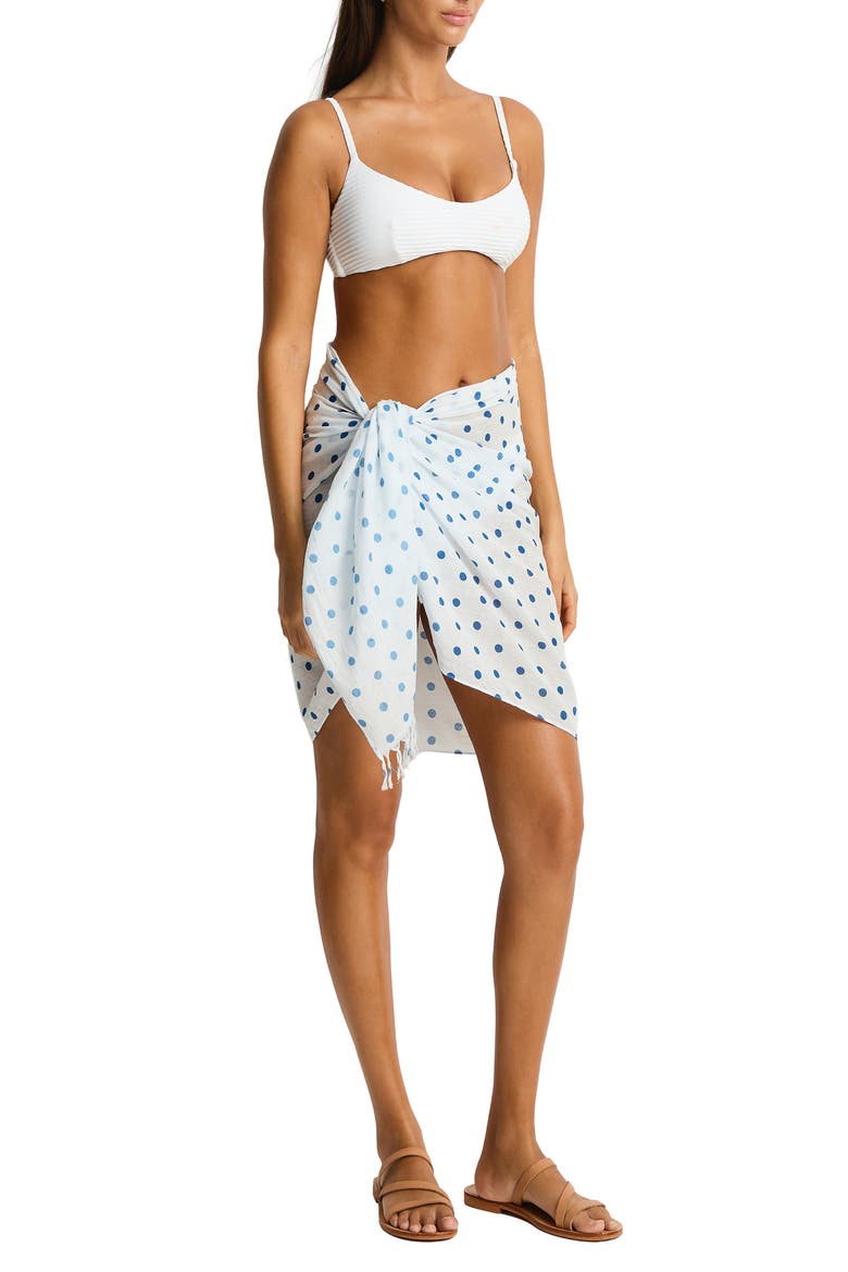 Dottie Cotton Cover-Up Sarong, Main, color, DENIM BLUE