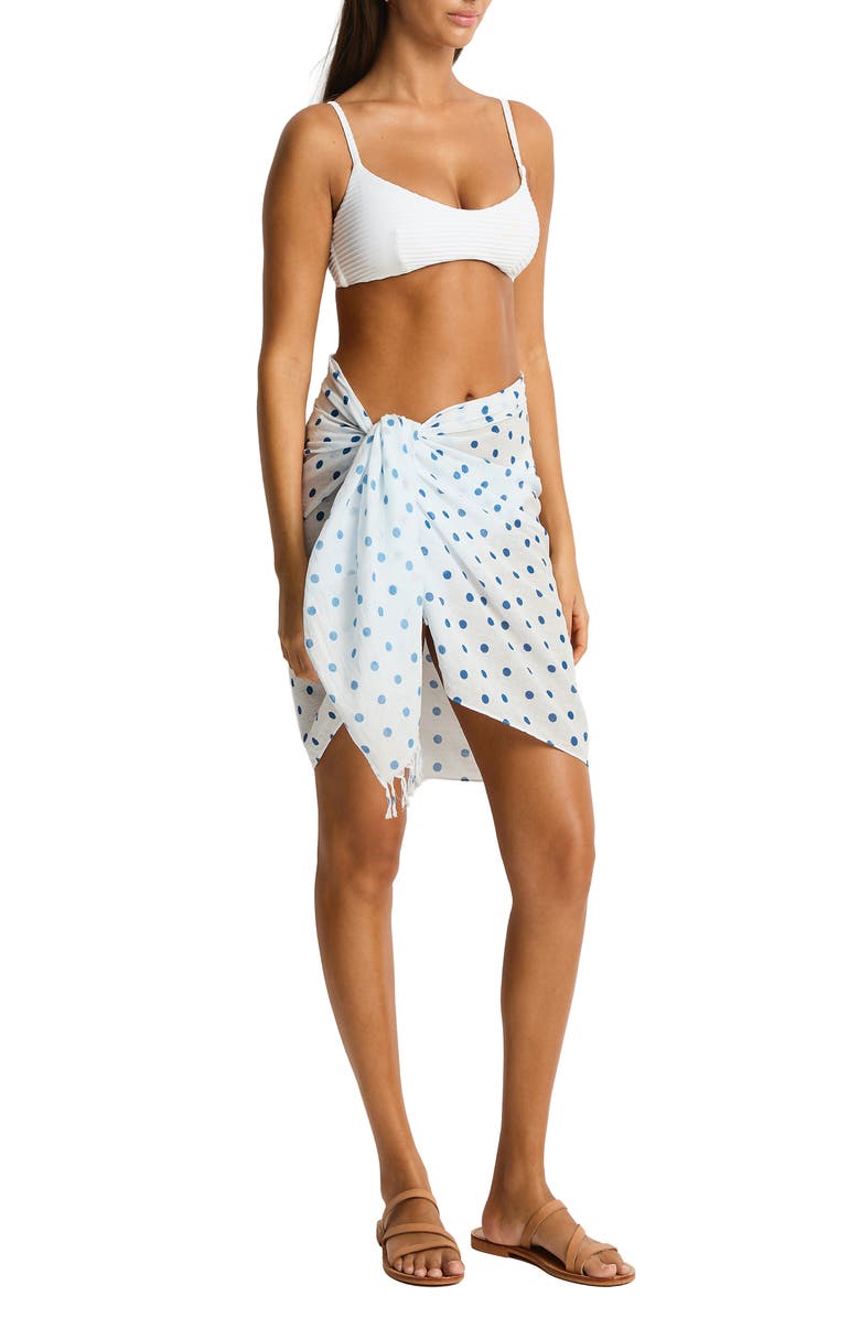 Sea Level Dottie Cotton Cover-Up Sarong, Main, color,