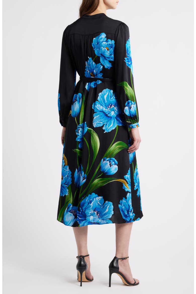 The Mila Placed Floral Long Sleeve Silk Blend Midi Dress, Alternate, color, WILDSIDE FLORAL