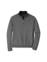 Paul Fredrick Supima Cotton Quarter Zip Mock Neck Sweater