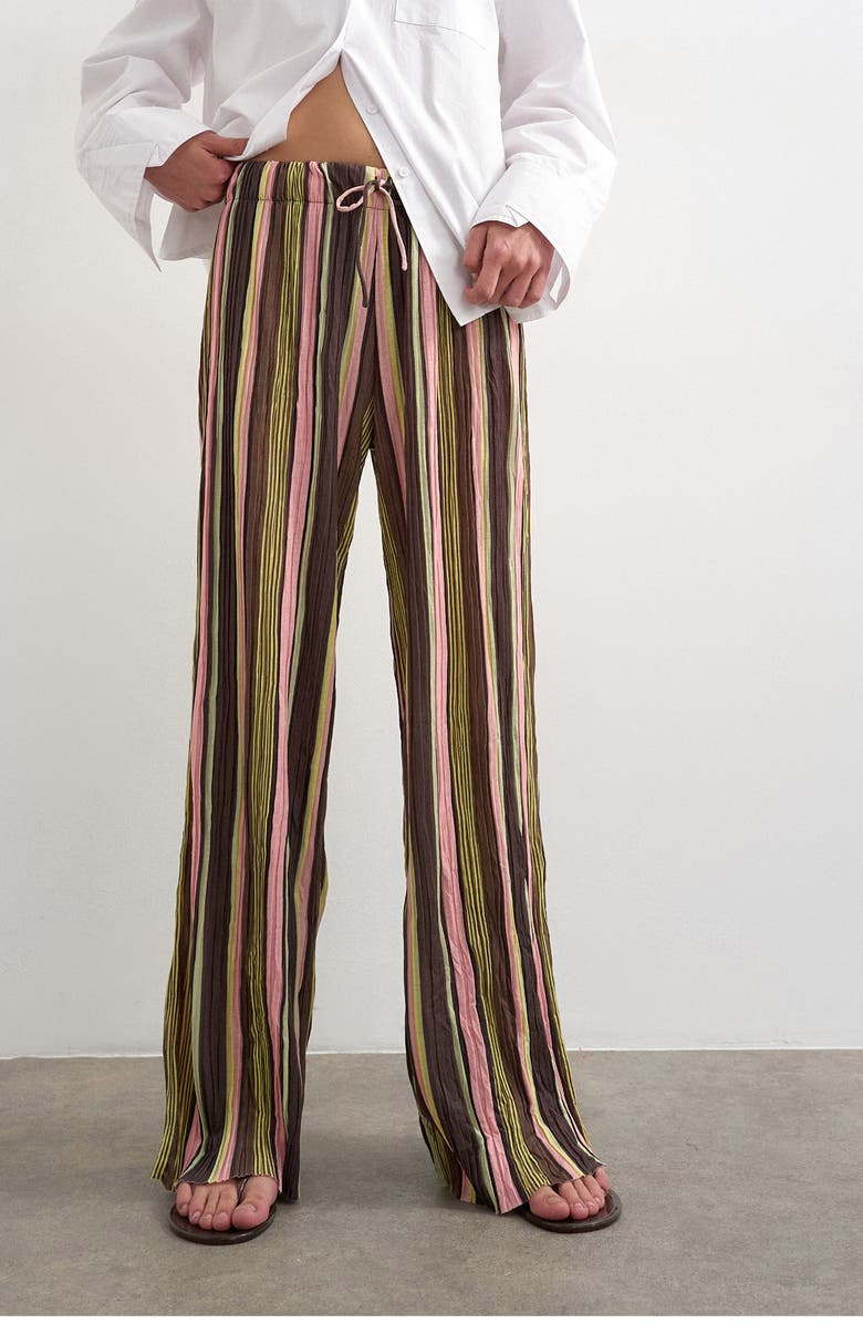 Topshop Stripe Crinkle Tie Waist Pants, Main, color,