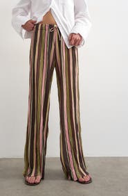 Topshop Stripe Crinkle Tie Waist Pants