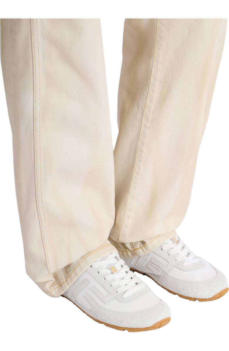 Balmain Racer 45 trainers in lambskin and suede, Alternate, color, White