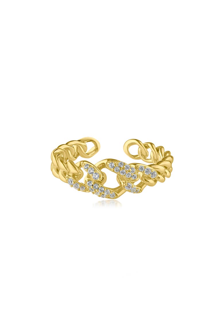 Pavé Cubic Zirconia Frozen Curb Chain Ring, Main, color, CLEAR/ GOLD