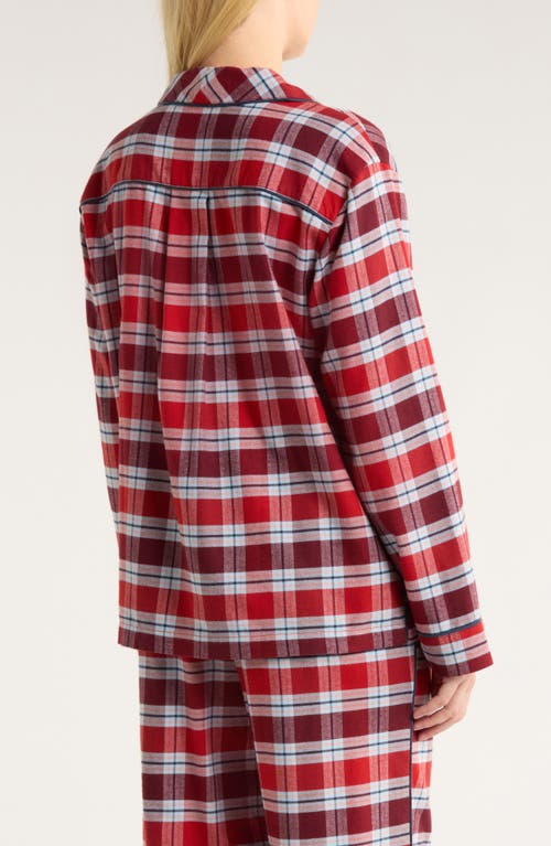 Lunya Brushed Flannel Pajama Top In Red