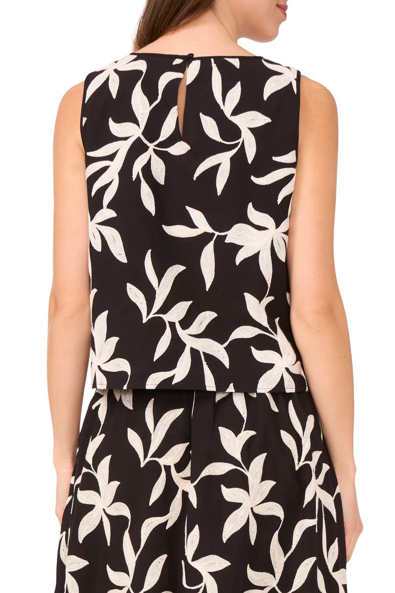Botanical Embellished Sleeveless Shell, Alternate, color, RICH BLACK 060