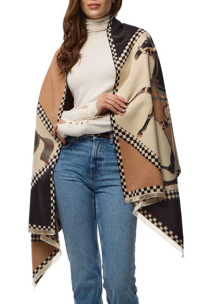Galloping Horse Scarf, Main, color, BROWN