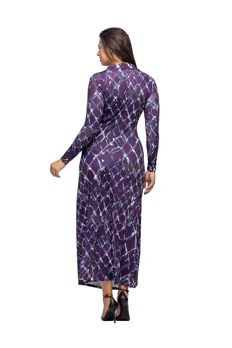 Collared Wrap Maxi Dress, Alternate, color, Purple Multi