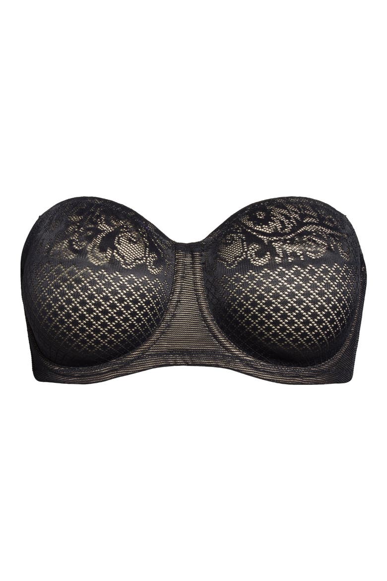 Visual Effects Strapless Underwire Minimizer Bra, Alternate, color, BLACK