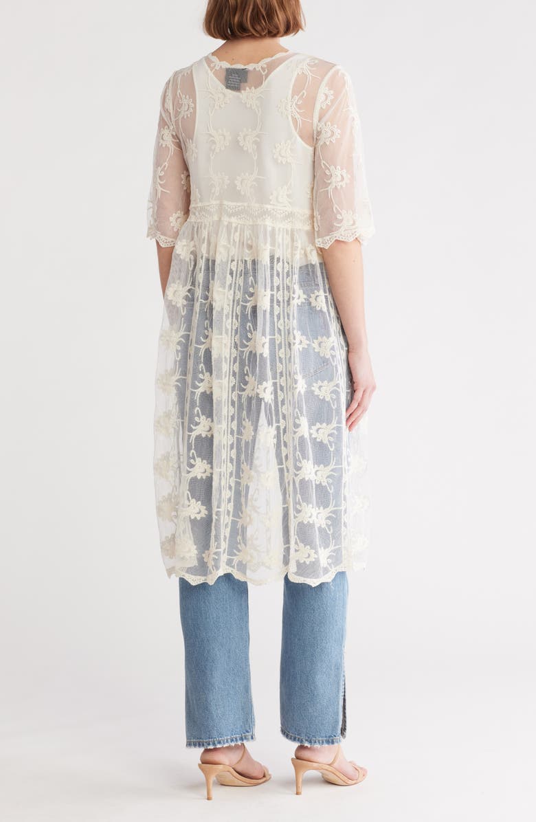 Forgotten Grace Embroidered Mesh Duster, Alternate, color, Natural