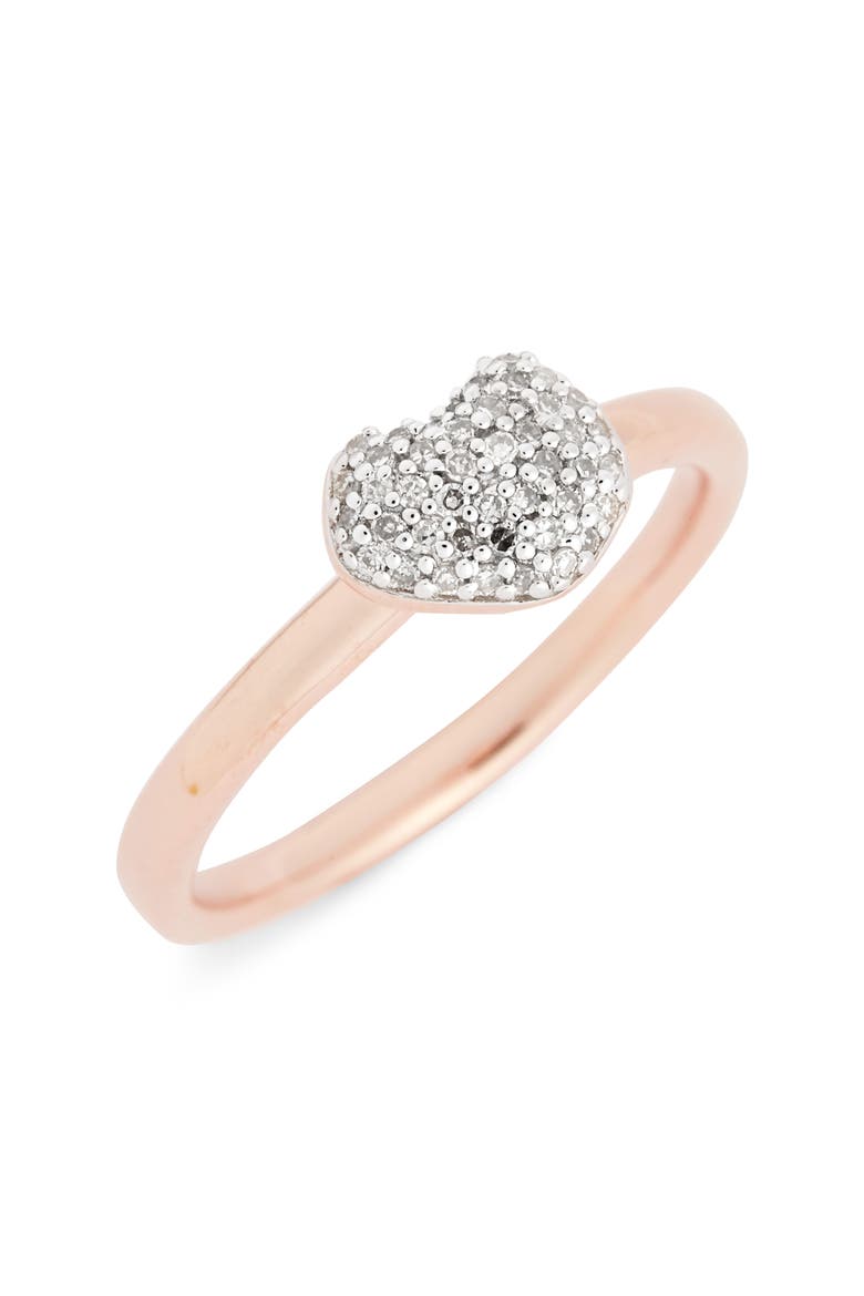Nura Pavé Diamond Ring, Main, color, ROSE GOLD/ DIAMOND