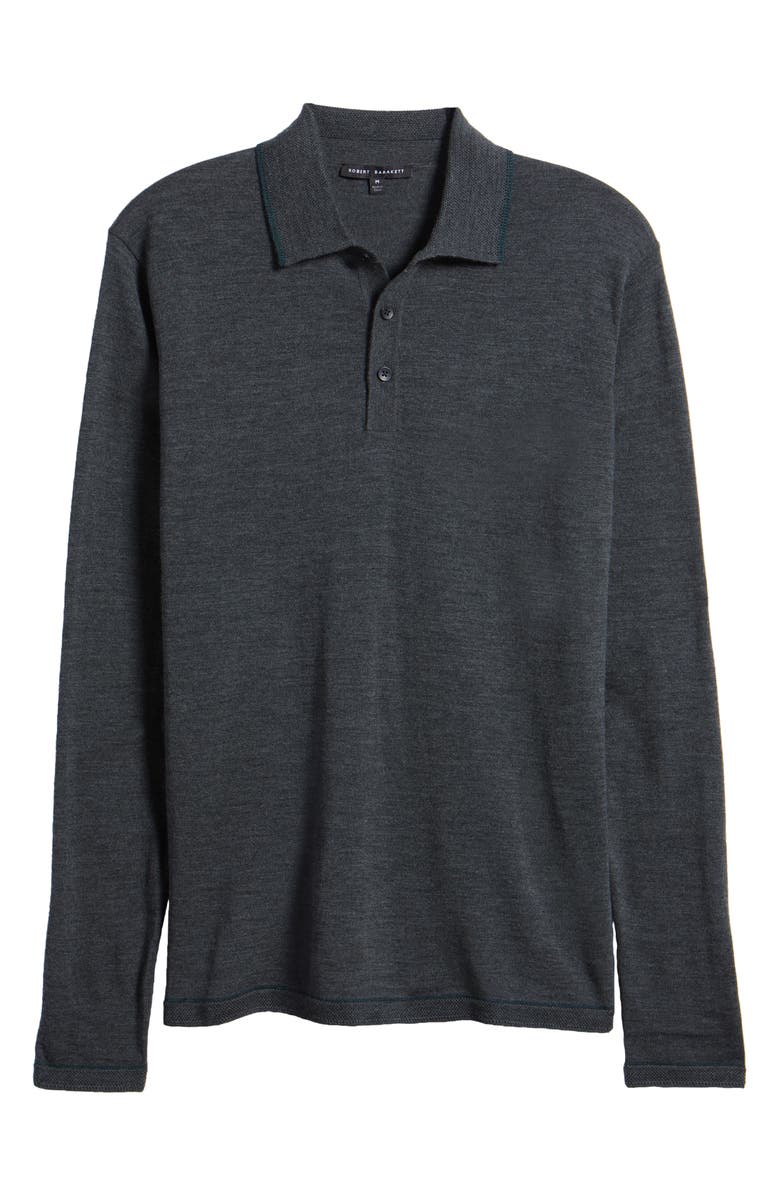 Robert Barakett Roman Long Sleeve Merino Wool Sweater Polo, Alternate, color, Olive