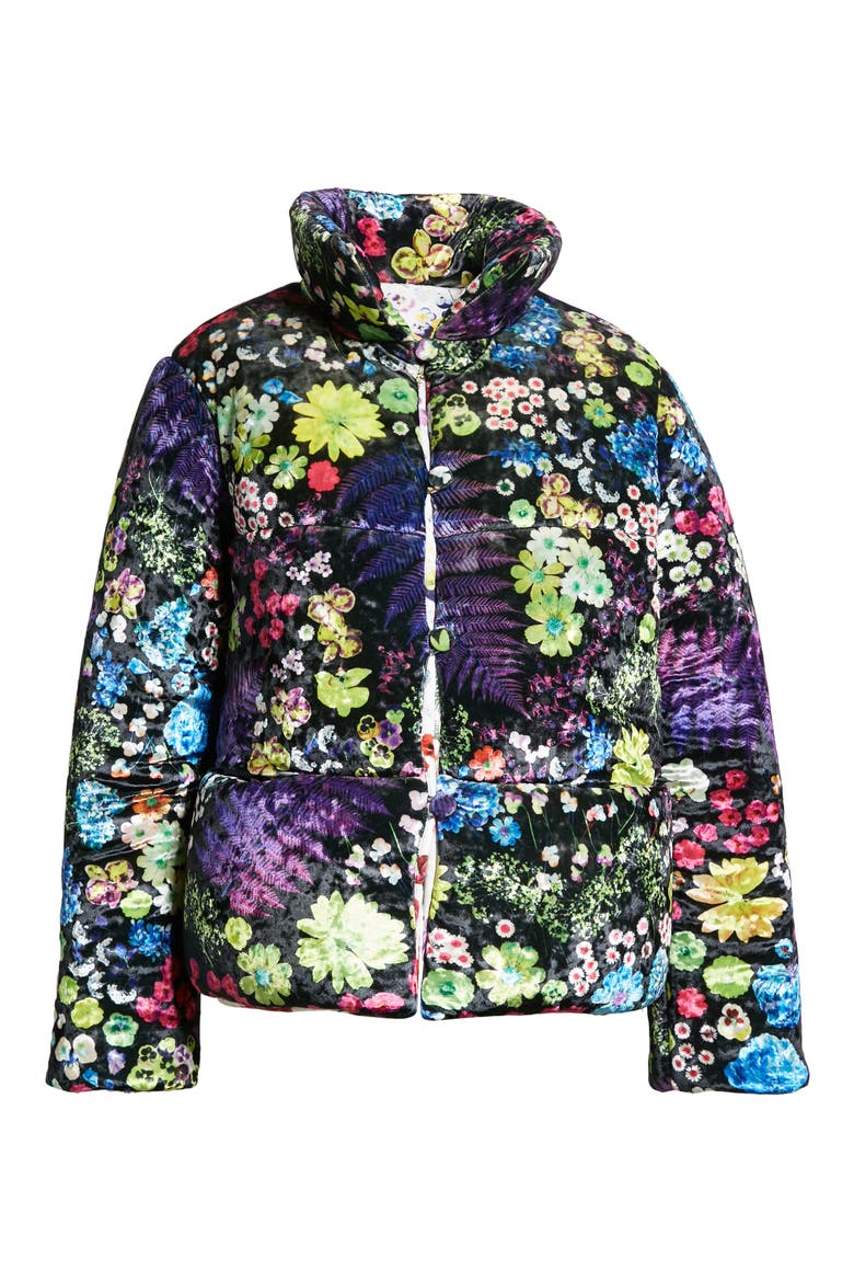 Acid Potpourri Crushed Velvet Quilted Puffer Coat, Alternate, color, ACID POTPOURRI