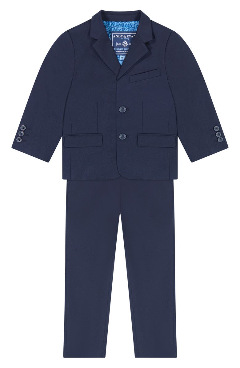 Andy & Evan Kids' Solid Stretch Two-Piece Suit, Main, color, Navy