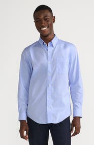 Lands' End School Uniform  Tailored Fit No Iron Solid Supima Cotton Pinpoint Buttondown Collar Dress Shirt