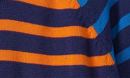 Hatley Kids' Stripe Intarsia Dinosaur Crewneck Sweater In Blue