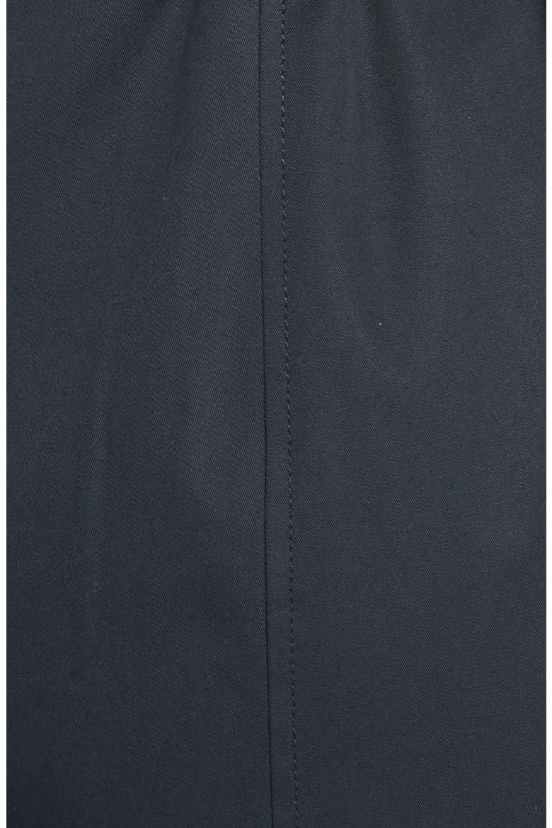 Leather Trim Asymmetrical Zip Long Trench Coat, Alternate, color, BLACK
