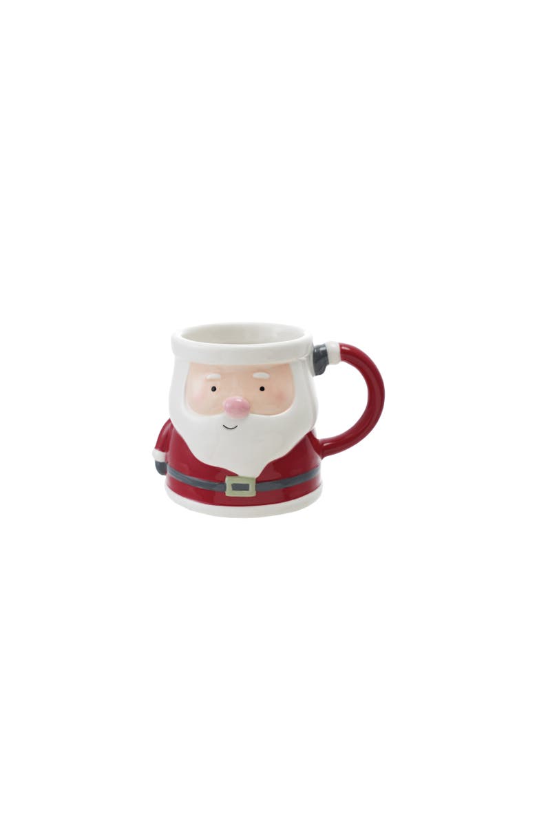 Storied Home 12-Ounce Hand-Painted Ceramic Santa Shaped Mug, Multicolor, Main, color, 