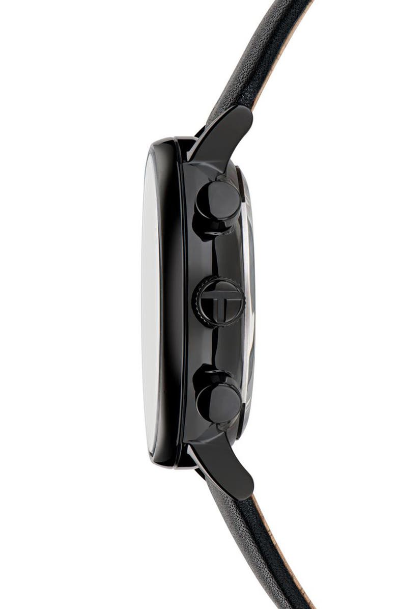 Ted Baker Barnetb Chronograph Leather Strap Watch, 41mm, Alternate, color, Black