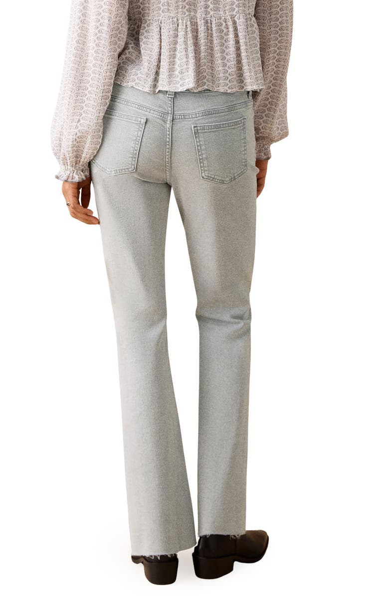 MANGO TEEN Studded Raw Hem Mid Rise Crop Flare Jeans, Alternate, color, Light Denim Grey